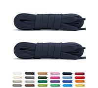 Laceter 2 Pares de Cordones Planos de Algodón 8mm para Zapatillas Deportivas - Compatibles con Nike, Adidas, Converse - Resistencia y Comodidad - Fabricado en España - 150 cm - Azul marino x 2