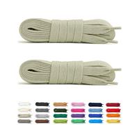 Laceter 2 Pares de Cordones Planos de Algodón 8mm para Zapatillas Deportivas - Compatibles con Nike, Adidas, Converse - Resistencia y Comodidad - Fabricado en España - 120 cm - Beige x 2
