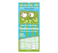 Lach mal wieder... Familienplaner 2027: Familienkalender 19,5x45 cm mit 4 Spalten, lustigen Cartoons, Schulferien & deutschem Kalendarium, für humorvolle Familienorganisation