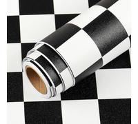 LaCheery 60cm x 400cm Papel Pintado Autoadhesivo Muebles Geometrico Blanco Negro Vinilo para Muebles Mate Damero Impermeable Papel de Vinilo Adhesivo para Forrar Mueble Puerta Salón Armario