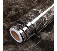 LaCheery 60cm x 400cm Vinilo Adhesivo Muebles Negro Claro Brillo Papel Adhesivo para Muebles Efecto Marmol Impermeable Vinilos Adhesivos Cocina Papel Pintado Vinilico Decorativo para Encimera Armario