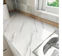 LaCheery 90cm x 400cm Papel Adhesivo para Muebles Efecto Marmol Vinilo Autoadhesivo Blanco Brillo Impermeable Papel Encimera Cocina Autoadhesivo Vinilo Adhesivo Muebles Gris Mármol para Armario Puerta