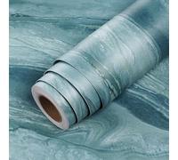 LaCheery Azul Vinilo Adhesivo Muebles Marmol Mate Papel Autoadhesivo Encimera Cocina 90cm x 400cm Papel Adhesivo para Muebles Marmol Azul Lavable Vinilos Adhesivos Decoración para Armario Mesa Puerta