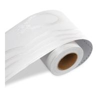 LaCheery Cenefa adhesiva para Espejo Baño Blanca 7.6cm x 500cm Cenefa Adhesiva Cocina Madera Blanco PVC Impermeable Frisos de papel pintado Vinilo Autoadhesivo para Salón Frisos Adhesiva para Pared