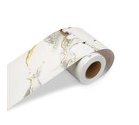 LaCheery Frisos de papel pintado Blanca Cenefas Decorativas Adhesivas Pared 7.6cm x 500cm Blanca y Dorada Cenefa Adhesiva Baño Marmol Impermeable para Espejos Borde de Papel Pintado Autoadhesivo