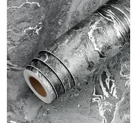 LaCheery Marmol Papel Adhesivo para Muebles Negro Mate Vinilo Encimera Cocina 90cm x 400cm Impermeable Vinilo Adhesivo Muebles Encimera Marmol Papel Vinilico Negro Gris Autoadhesivo Salon Armario