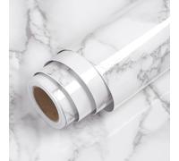 LaCheery Papel Adhesivo para Muebles Marmol Vinilos para Muebles Blanco Gris 60cm x 400cm Removible Papel Adhesivo Pared Cocina Vinilo Encimera Cocina Marmol para Baño Impermeable Mesa Brillo