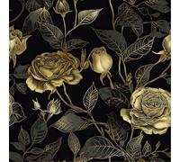 LaCheery Papel Pintado Autoadhesivo Flores Negro Papel Pintado Pared Dormitorio 44.5cm x 200cm Vinilo Adhesivo Muebles Floral Impermeable Rollo Vinilo Autoadhesivo Pared Decorativo para Armario Salon