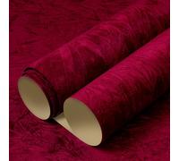 LaCheery Papel Pintado Autoadhesivo Rojo Oscuro Efecto Terciopelo 40cm x 200cm Papel Pintado Pared Habitación Vintage Vinilo Adhesivo Muebles Rojo Decorativo Rollo Revestimiento para Mesa Armario