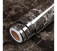 LaCheery Vinilo Adhesivo Muebles Mármol Negro Vinilo Adhesivo Cocina Encimera 40cm x 200cm Papel para Muebles Negro Brillo Impermeable Rollo Papel Pintado Autoadhesivo Marmol para Mesa Bano