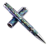 LACHIEVA LUX Bonito bolígrafo de punta redonda con forma de concha de abulón con recarga 888F de fabricación alemana, bolígrafo de lujo regalo para mujer, hombre, profesional para escribir