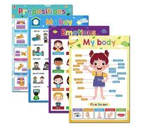 Lachilly Emotions, Prepositions, My Body, My Day - Pósteres educativos para niños pequeños, decoraciones de aula, materiales de suministros de jardín de infantes, ayudas de enseñanza para profesores