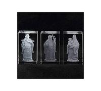 Lachineuse - 3 estatuillas de Cristal para Dioses Fuk, LUK y Sal, Color Transparente en 3D, 8 cm de Altura, decoración Feng Shui para hogar, Oficina, Interior, Idea de Regalo de China