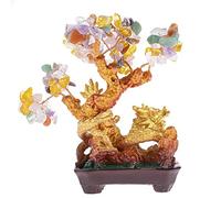 lachineuse - Árbol de dragón 5 Elementos - Árbol Feng Shui 19 cm - Decoración de dragón japonés asiático - Árbol de la Fortuna con dragón Dorado - Decoración de Piedras Preciosas asiáticas - Objeto