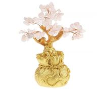 Lachineuse - Árbol Feng Shui de Cuarzo Rosa - Árbol de la Fortuna 17 cm - Decoración asiática Japonesa - Árbol de la Fortuna con Soporte Dorado - Deco asiático Piedras Preciosas - Objeto japonés Zen