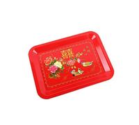 lachineuse - Bandeja rectangular china - 38 x 28 cm - Bandeja de servir de metal - color rojo - para cocina, aperitivo, Aperitivo - Diseño tradicional patos mandarines - Idea de regalo de Asia China