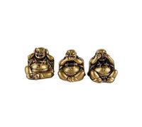 lachineuse - Caja de 3 Budas de la Sabiduría Sonrientes - Pequeños Budas Dorados Feng Shui - Decoración Zen China para Sala de Estar y Oficina - Idea de Regalo de Amuleto de la Suerte Asiática