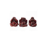 lachineuse - Caja de 3 Budas Sonrientes de la Sabiduría - Pequeñas estatuas de Buda Rojo - Decoración Feng Shui - Objeto Zen Chino - Idea de Regalo de Amuleto de la Suerte Asiático