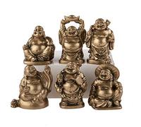 lachineuse - Caja de 6 Budas Sonrientes - Pequeñas estatuas de Buda - Salud, Fortuna, Sabiduría, Suerte, Éxito, Amor - Decoración Feng Shui - Idea de Regalo de decoración asiática Zen