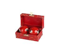 lachineuse - Caja de Bolas Qi Gong Yin Yang - Bolas Chinas antiestrés en Esmalte ⌀ 40 mm - Bolas de Salud - Caja de Regalo de relajación Zen - Objeto asiático Japón China Feng Shui - Color Rojo