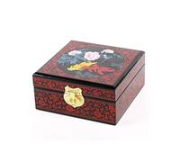 lachineuse - Caja de joyas para peces de fortune - Almacenamiento de joyas y secretos de madera lacada - Decoración asiática - Caja cuadrada - Decoración japonesa - Idea de regalo para mujer - 16 x 16