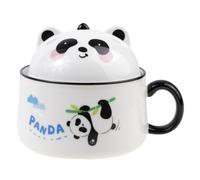lachineuse - Cuenco de Ramen asiático Panda - Porcelana - 1020 ML - Con tapa y cubiertos - Cuenco para desayuno, sopa, arroz, fideos instantáneos - Idea de regalo asiático, Japón, China - Colorido
