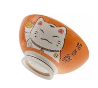 lachineuse - Cuenco grande japonés Maneki Neko - Tinte naranja ⌀ 17,5 cm - Capacidad 1000 ml - Estilo Nippon - Cuenco para arroz, desayuno y sopa - Decoración japonesa - Regalo de vajilla japonesa