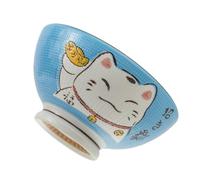 lachineuse - Cuenco grande para ramen japonés - Tinte azul ⌀ 17,5 cm - Capacidad 1000 ml - Gato Maneki Neko - Cuenco de arroz, desayuno y sopa - Decoración de Asia y Japón - Regalo de vajilla japonesa