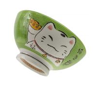 lachineuse - Cuenco grande para ramen japonés - Tinte verde ⌀ 17,5 cm - Capacidad 1000 ml - Gato Maneki Neko - Cuenco de arroz, desayuno y sopa - Decoración de Asia y Japón - Regalo de vajilla
