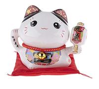 Lachineuse - Estatuilla de Gato japonés - Hucha Maneki Neko Kawaii - Felicidad y Prosperidad - Deco de Japón - Color Blanco - Porcelana - 11 x 15,5 x 11 cm - Idea de Regalo de Japón Asia