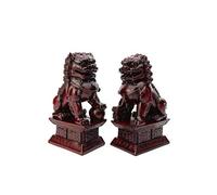 lachineuse - Estatuillas de león Rojo Fo - 2 Figuras de Perro Fu - 17 x 10 x 6,5 cm - Decoración China - Decoración Feng Shui para el hogar, la Oficina y el Interior - Idea de Regalo China-Asia