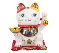 lachineuse Gato de la Felicidad y la Fortuna - Hucha de Gato Japonés - Estatuilla de Amuleto de la Suerte Japonesa - Blanco - Porcelana - Decoración Japonesa y Asiática - Suerte, Fortuna, Prosperidad