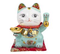 lachineuse Gato de la Felicidad y la Fortuna - Hucha de Gato Japonés - Estatuilla de la Suerte Japonesa - Color Azul - Porcelana - Idea de Decoración Japonesa y Asiática - Suerte, Fortuna, Prosperidad