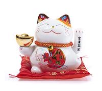 lachineuse - Gato Maneki Neko - Estatuilla de Gato japonés de la Suerte - Brazo móvil - Objeto Kawaii Deco - Lucky Cat Porcelana - Gato Chino Asia Decoración - Suerte, Felicidad, Fortuna