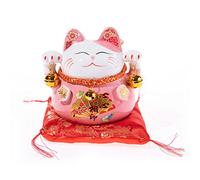 lachineuse-Gato Maneki Neko-Figura de Amuleto de la Suerte japonés-Rosa | Hucha de gato japonés - 10 x 10 x 11,5 cm - Porcelana - Idea de decoración japonesa y asiática - Suerte, fortuna, prosperidad