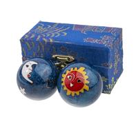 lachineuse - Juego de bolas de Qi Gong Luna Sol - Bolas chinas antiestrés de esmalte ⌀ 45 mm - Bolas de salud - Set de regalo zen - Artículo de Feng Shui asiático japonés chino - Azul