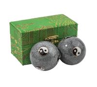 lachineuse - Juego de bolas de Qi Gong Yin Yang - Bolas chinas antiestrés esmaltadas de 45 mm - Bolas de salud - Set de regalo zen - Artículo de Feng Shui asiático, japonés y chino - Gris