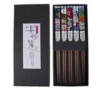 lachineuse Juego de palillos japoneses Maneki Neko de Lachineuse - 5 pares de palillos japoneses de la suerte - Color madera - Palillos - Sushi, ramen, fideos y arroz - Regalo de cocina asiática china