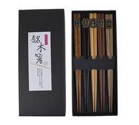 lachineuse Juego de palillos tradicionales asiáticos Lachineuse - 5 pares de colores de madera - 5 variedades de madera - Palillos - Sushi, ramen, fideos y arroz - Regalo de cocina china asiática