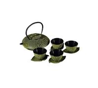 lachineuse - Juego de té de hierro fundido de bambú - 1 tetera, 4 tazas de hierro fundido y filtro infusor - Capacidad 0,8 L - Decoración japonesa - Idea de regalo de vajilla japonesa - Color verde