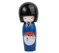 lachineuse - Kokeshi japonés azul longevidad 13,5 cm - Muñeca de madera japonesa con grifo de pájaro kimono - Figura decorativa japonesa - Japón tradicional Kokeshi - Idea de regalo asiática original