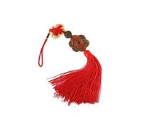 lachineuse - Talismán Feng Shui de Prosperidad - Amuleto con pompón y 8 Piezas Chinas sapecas - Longitud 35 cm - Color Rojo y Dorado - Idea de Regalo asiático - Suerte & Riqueza