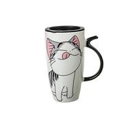 lachineuse - Taza de Gato Kawaii Lucky 600 ml - Taza Grande XXL Blanca de Porcelana - Taza Japonesa de té y café - con Tapa isotérmica - Taza Japón Asia - Taza Gigante