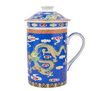 lachineuse Taza de té o infusión - Diseño de dragón azul celestial imperial - Taza de porcelana - Altura 14,5 cm - Desayuno, relajación - Idea de regalo - Asiático chino