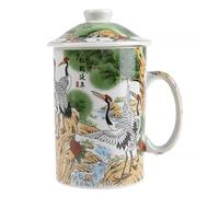 lachineuse - Tetera china con paisaje - Taza de porcelana para infusión - Con infusor y tapa - Pintura china con pájaros longevos - Vajilla tradicional china - Idea para regalar té