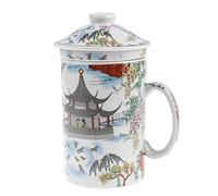 lachineuse - Tetera China Contemplación del Lago - Taza de Porcelana con infusor y Tapa - Pintura China - Vajilla Tradicional China - Idea de Regalo de té asiático