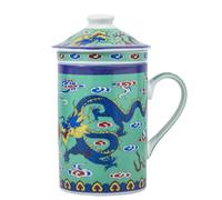 lachineuse - Tetera de té de infusión asiática, diseño de dragón verde asiático, prosperidad y felicidad, porcelana, altura 14,5 cm, idea de regalo de decoración china
