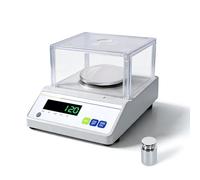 LACHOI Balanza analítica de alta precisión con parabrisas, 500 g, 0,001 g | Pesaje de joyas, con peso de calibración, báscula digital, pantalla LED