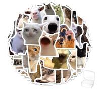 LACHT 202 Piezas Pegatinas Gatos, Pegatinas De Memes De Gatos Divertidas, Calcomanías Impermeables Para Decoración, Para Portátil, Cuaderno, Botella De Agua Y Álbum, Con Caja De Almacenamiento
