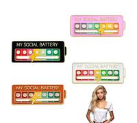 LACHT 4 Piezas Pin De Batería Social, Pines, Hebilla Deslizante De Estado De Ánimo, Broche Pasador Emocional De Esmalte Divertido Para 7 Días A La Semana, Regalo Creativo Para Mujeres Y Hombres
